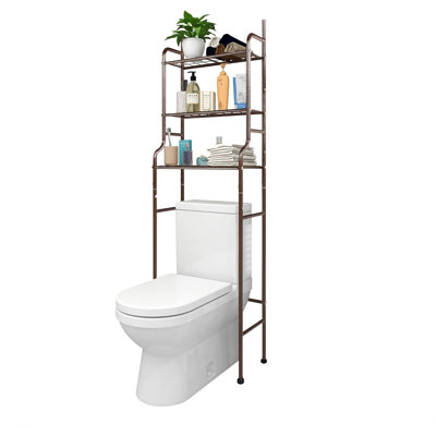3-Tier Over The Toilet Storage Organizer - Space Saving Bathroom Shelf For Towels, Toilet Paper & Essentials - Sturdy Metal Steel Construction - Easy Assembly