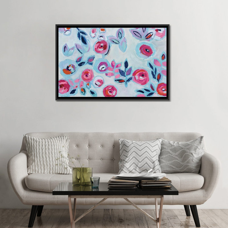 Art mural Fadwa, H 32 po x l 48 po x P 1,5 po, Toile avec cadre noir