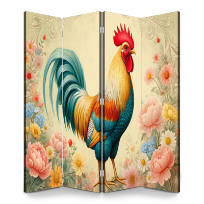 Paravent rustique 4 panneaux paravent Royal Rooster