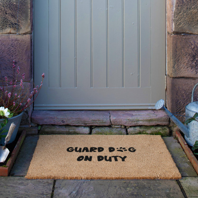 Guard Dog On Duty Coir Doormat, 90cm W x 60cm L