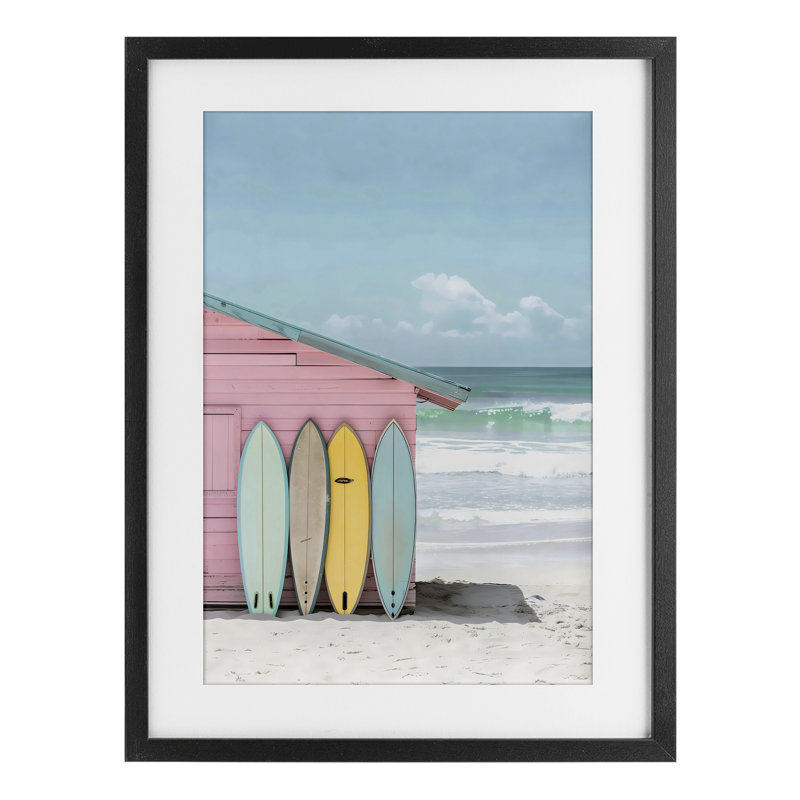 «Pastel Beach Dream», reproduction sous verre encadrée, design par LSR Design Studio, H 20 po x l 14 po, Cadre noir minuit