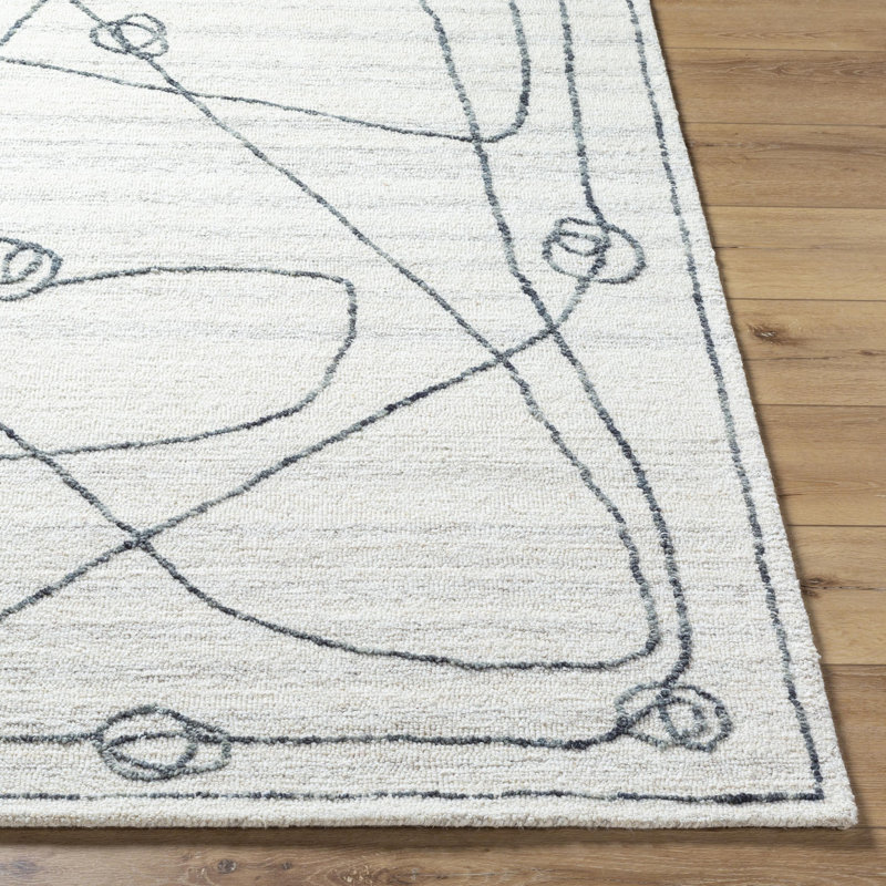 Jules Wool Abstract Area Rug in Gray, Rectangle 2' x 3'