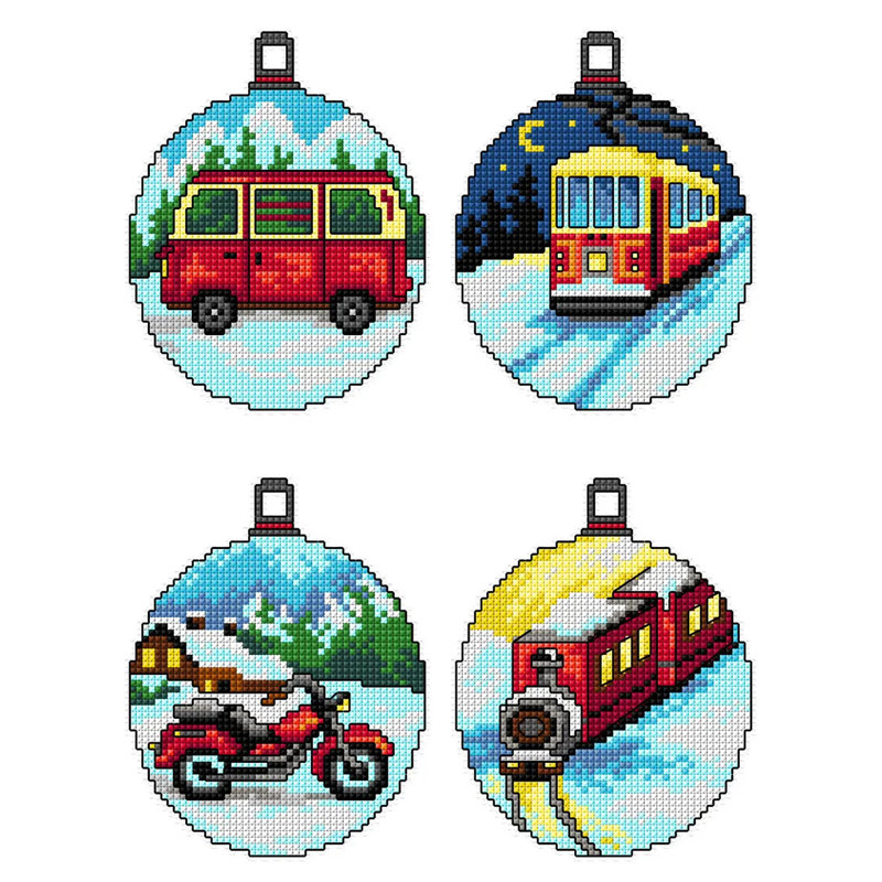 Noël - Paysages, ensemble de point de croix compté avec toile en plastique