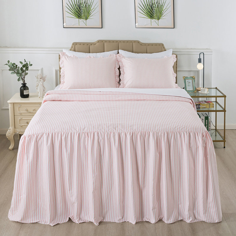 Modern & Contemporary Dots Coverlet, Queen Coverlet / Bedspread + 2 Queen Shams, Pink