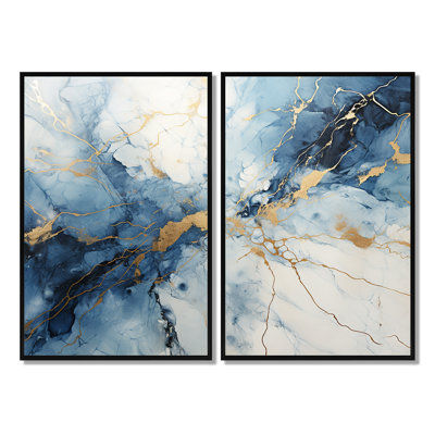 Marbre blanc et bleu orage surdimensionné