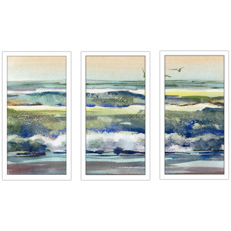 « h2o 3 », ensemble de 3 reproductions de peintures encadrées, H 25,5 po x l 40,5 po x P 1 po