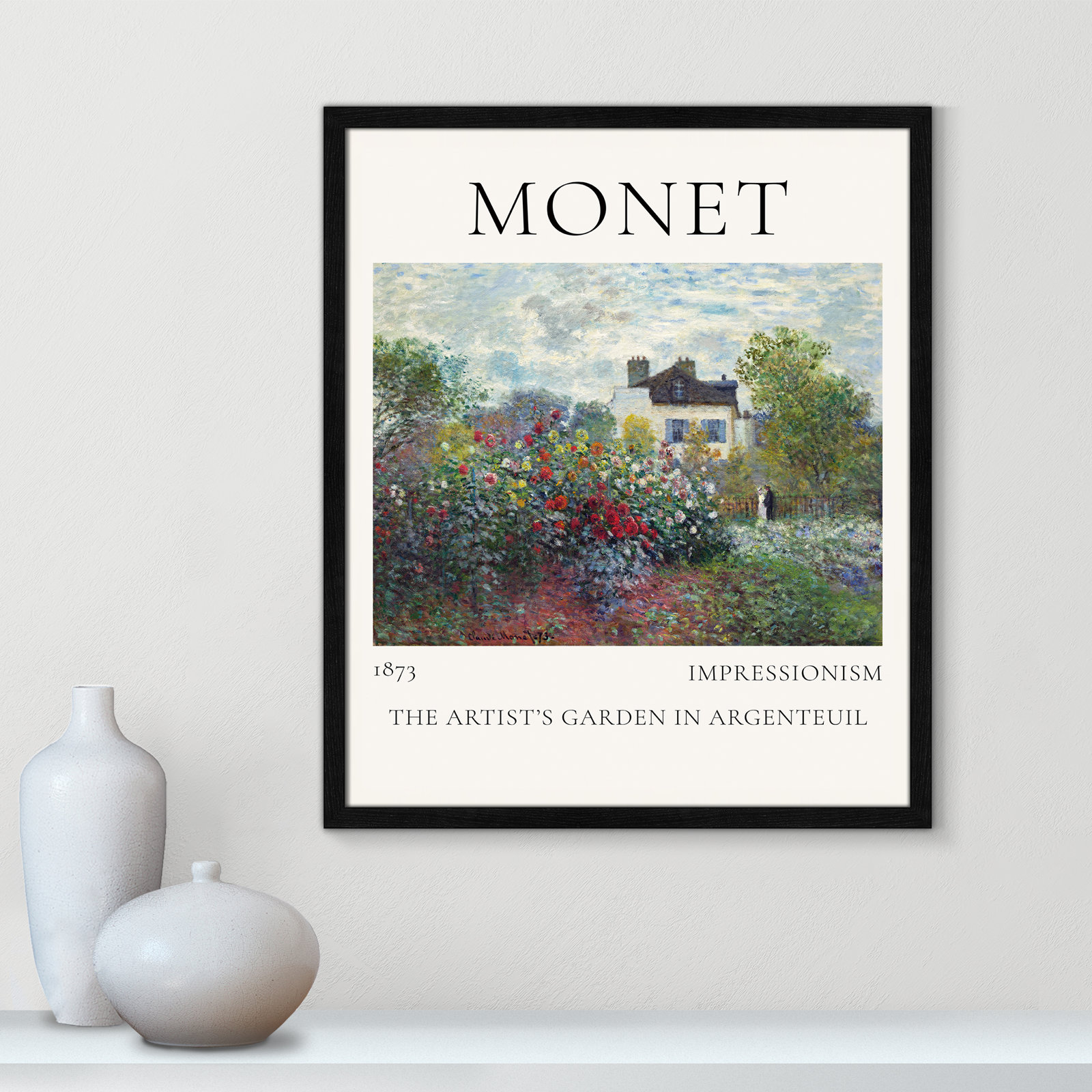 Artists Garden in Argenteuil Print by Claude Monet, No, Black Single Picture Frame, 25.5" H x 21.5" W x 0.75" D