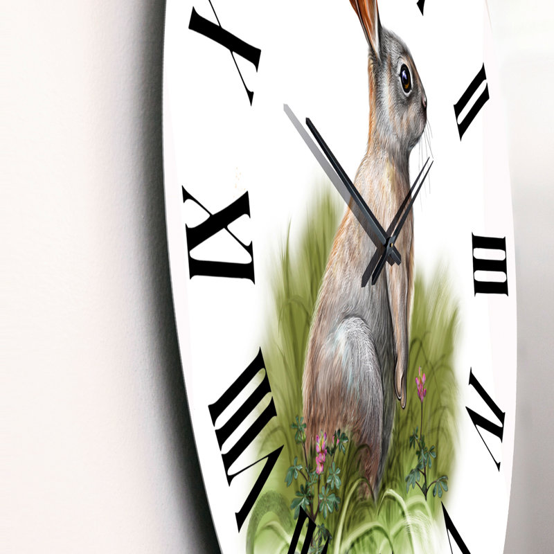 Lapin sauvage dans l'herbe - Horloge murale traditionnelle, Moyen