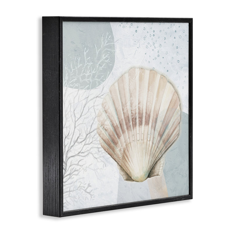 «Seashell Circle», estampe numérique par Patricia Pinto, H 12 po x l 12 po, Giclée encadrée noir minuit