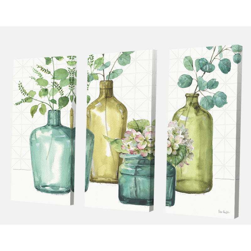 « mixed vert botanique leaves », peinture sur toile, reproduction d’image multi-pièces, H 28 po x l 36 po x P 1 po
