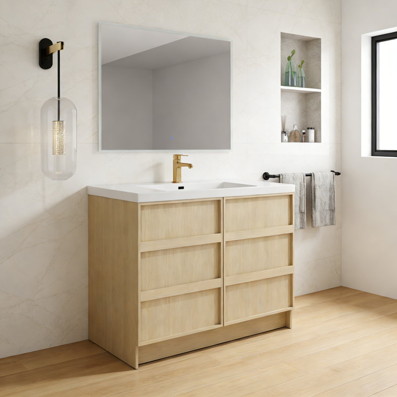 Meuble-lavabo autoportant avec lavabo en résine
