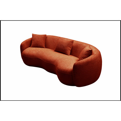 93.6'' Mid Century Modern Curved Sofa,  Boucle Fabric Couch for Bedroom, Office, Apartment