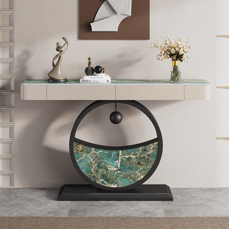 Console esthétique et fonctionnelle, H 36,61 po x l 59,06 po x P 11,81 po, Vert / Beige, Noir/vert