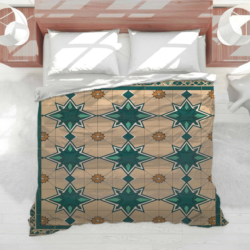 Green Star Pattern Comforter, Twin Extra Long