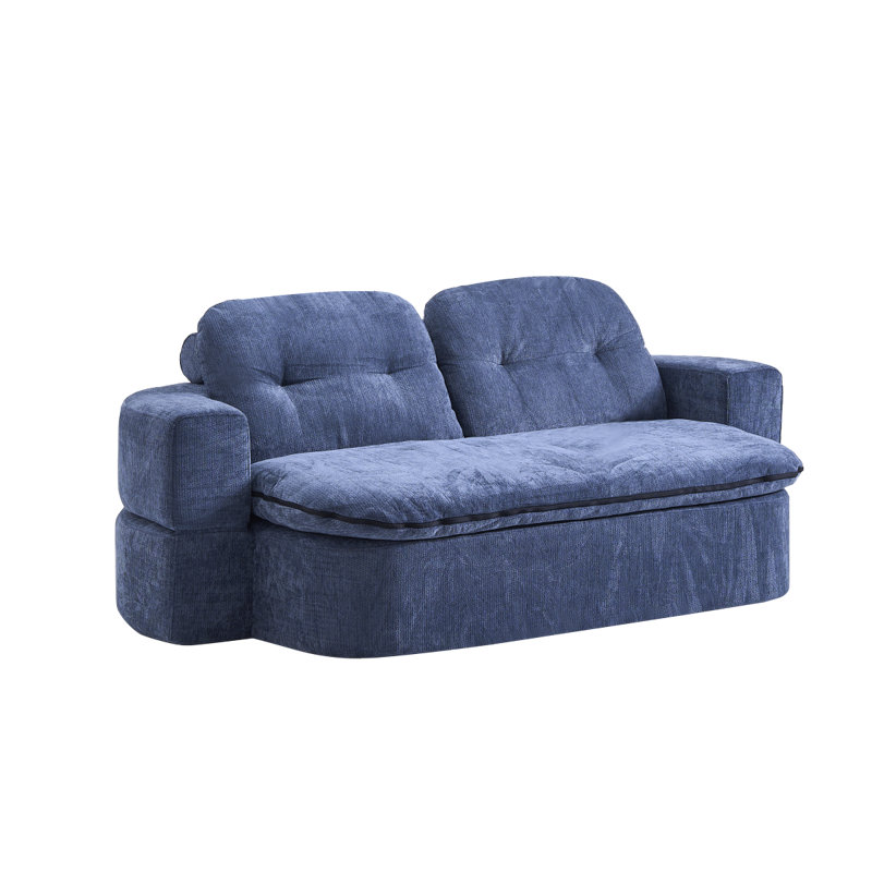 Modern Floor Sofa With 2 Pillows,Convertible Corduroy Fabric Foam-Filled Sleeper Sofa Bed, No Assembly Required,Convertible Sofa Cushion Unfolds Into Quilt,Folding Mattress For Living Room,Playroom