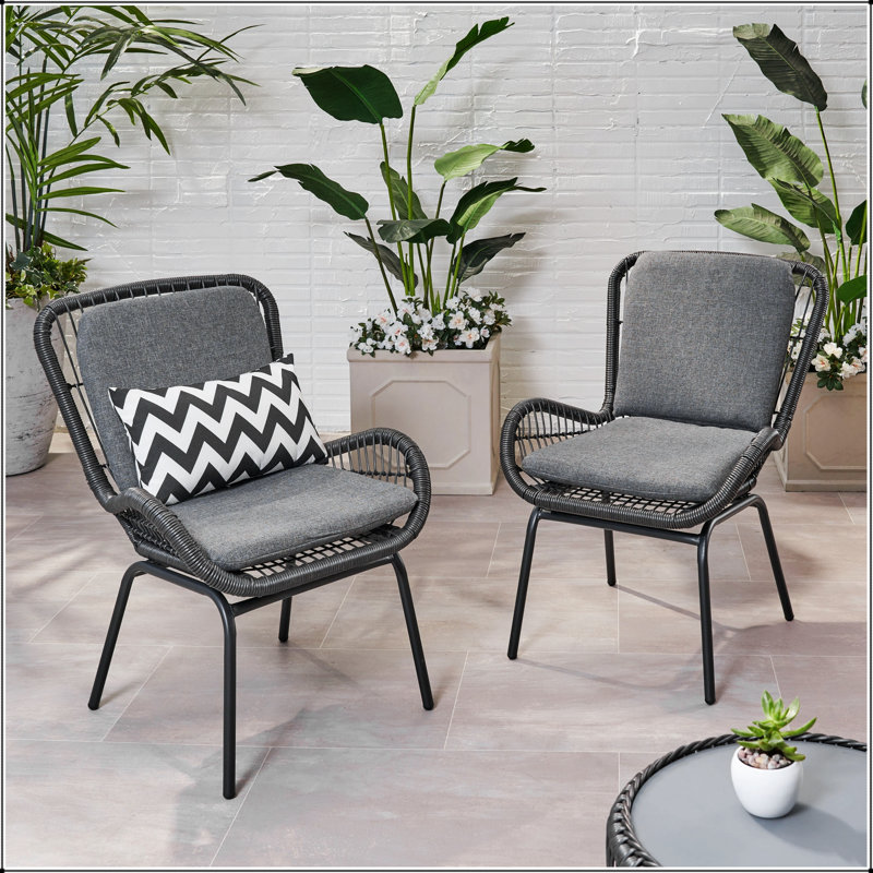 Mccaskill Patio Chair Set With Comfortable Cushions, Durable Rattan, And Sturdy Iron Frame For Outdoor Relaxation