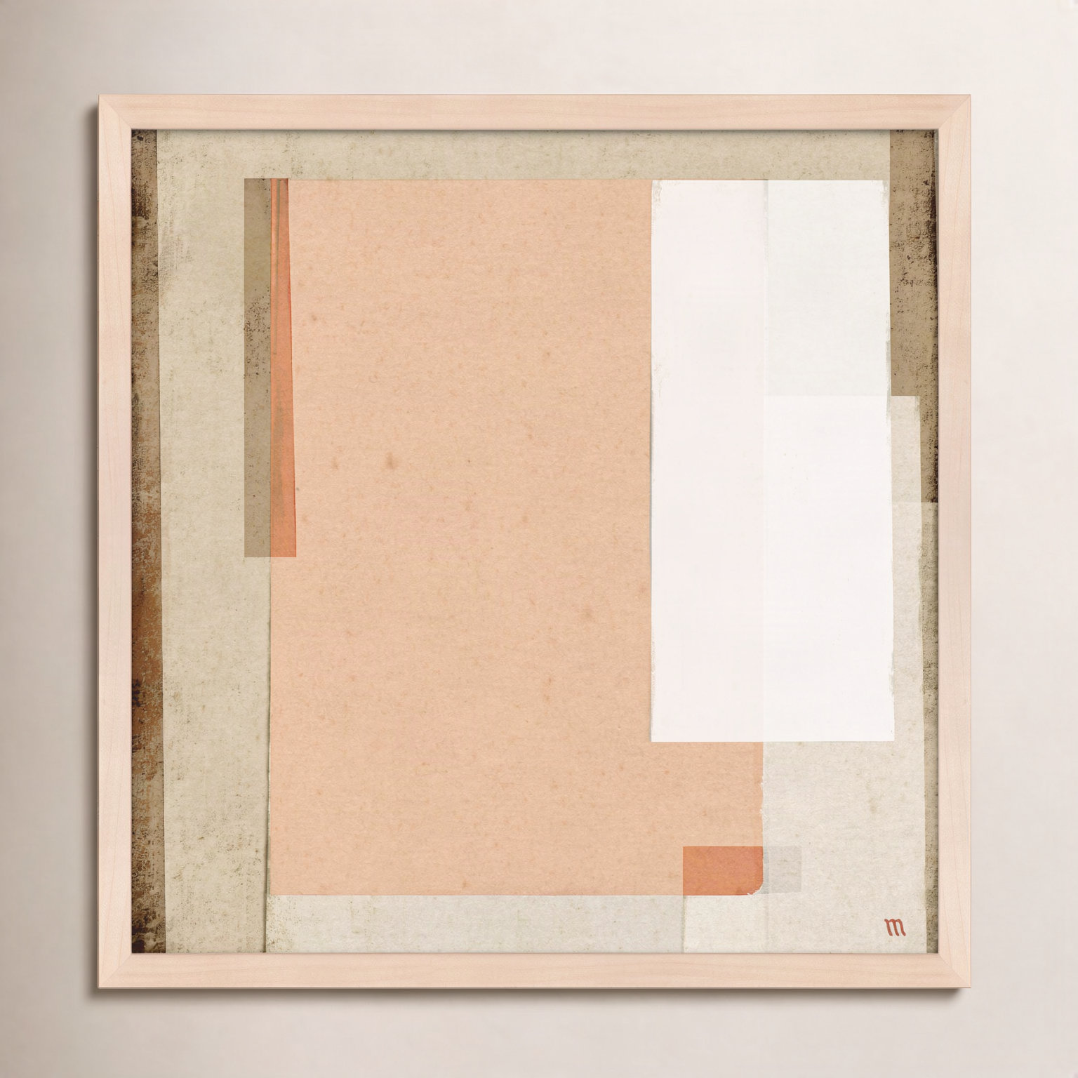 City Scape Pink Print by Marco Marella, 30" H x 30" W, Framed Print Paper without Mat, Maple
