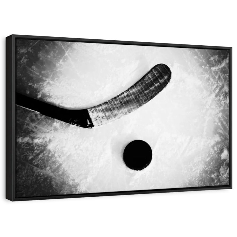 Impression sur toile monochrome hockey, H 9 po x l 13 po