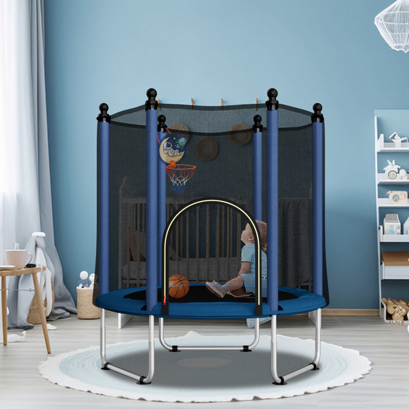 Trampoline pour enfants de 48 po avec mini-trampoline avec enceinte Sumij, panier de basketball inclus, Bleu