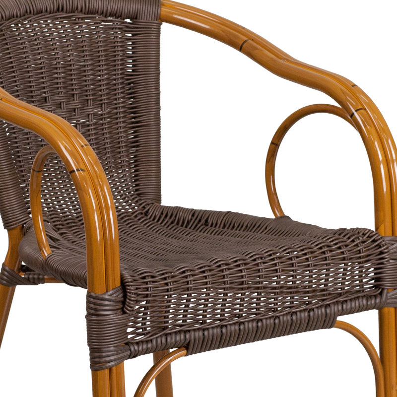 Chaise de patio en bambou et aluminium Nannie, Brun foncé