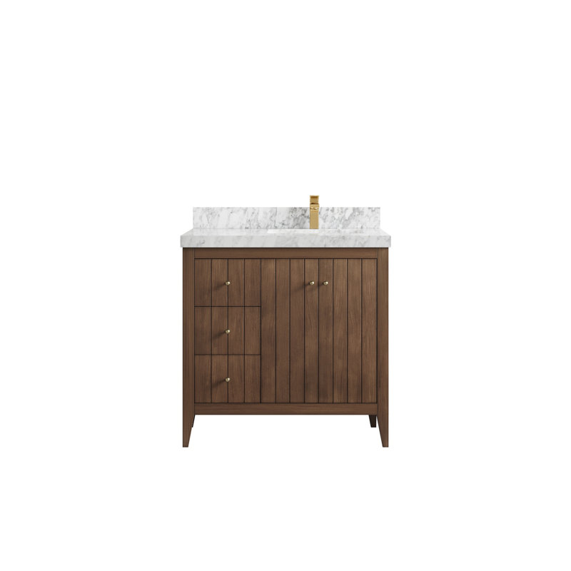 Meuble-lavabo simple 36 po avec plateau Atlanta, Calacatta Laza