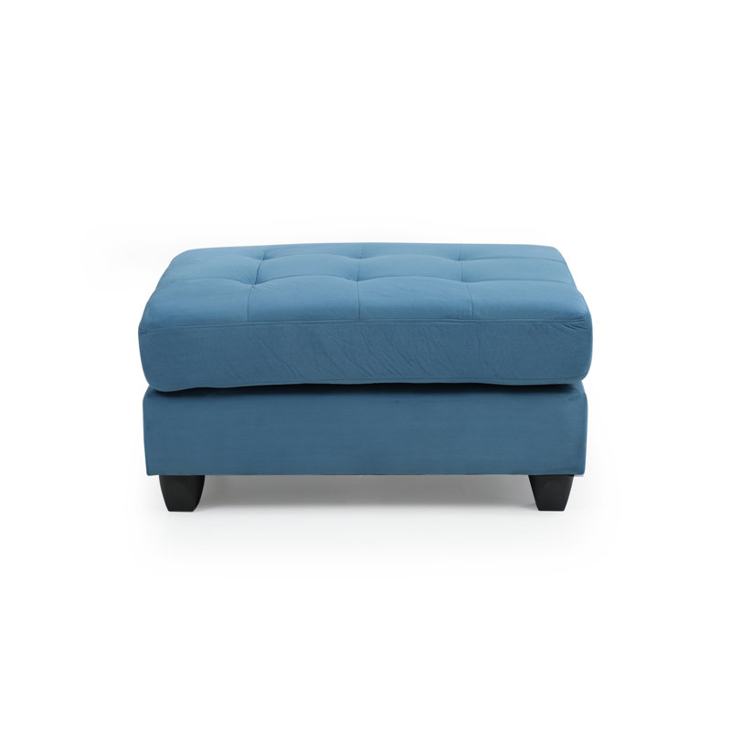 Malone Microsuede Ottoman, Aqua Microsuede