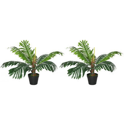 60 cm H Faux Palm Tree Plant in Cement Freestanding Planter