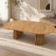 Table basse extensible en bois avec plateau ovale et pieds à lattes