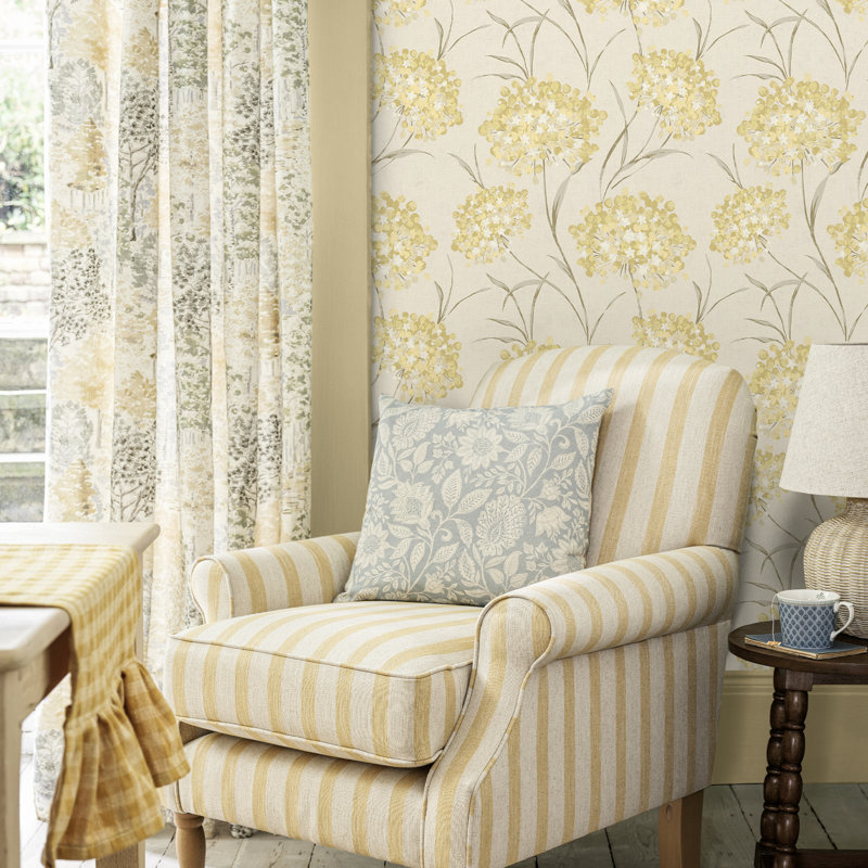 Laura Ashley Giselle Ochre Wallpaper, Yellow