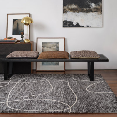 Mono Sculpt Linear Charcoal Rug