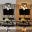 Plafonnier semi-encastré 5 lumières, cadre noir mat moderne avec abat-jour en verre globe blanc, configuration de tige personnalisable, homologué UL (ampoules non incluses)