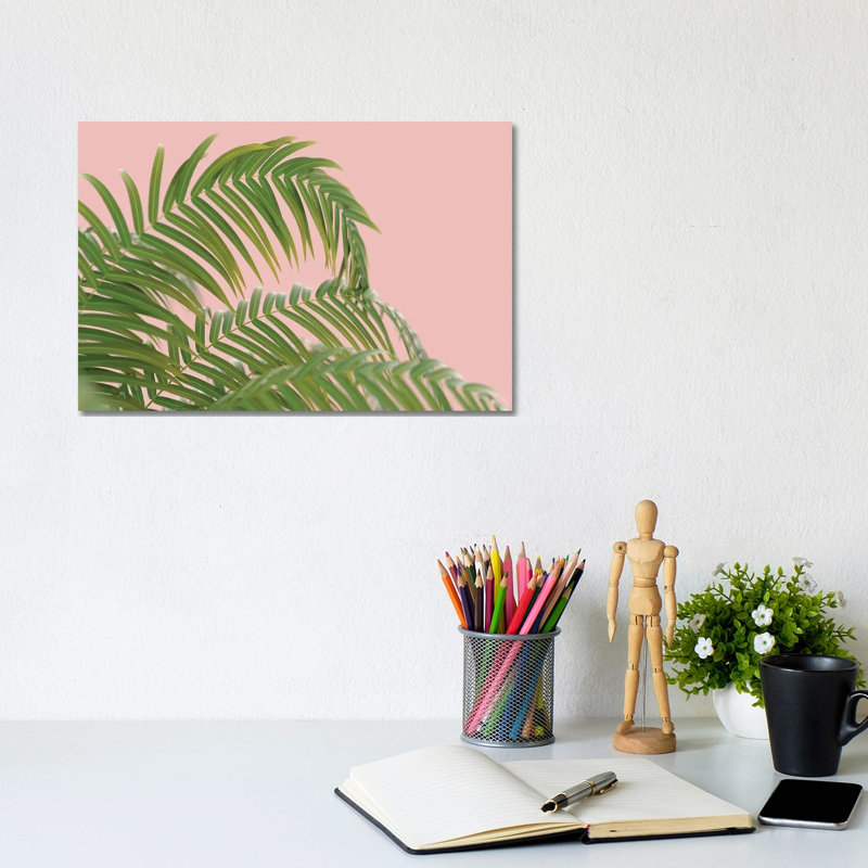 Palm Branch on a Peach Background II 1 Piece Wrapped Canvas Wall Art, 20.32 cm H x 30.48 cm W