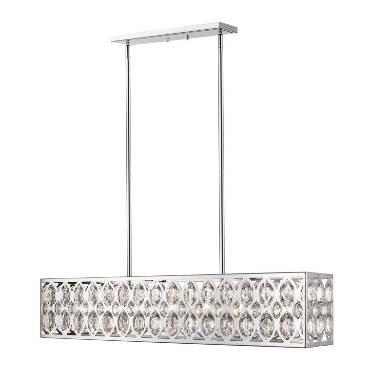 Lustre rectangulaire unique à 7 lumières Delphina, Chrome, H 9 po x l 43,5 po x P 9,25 po