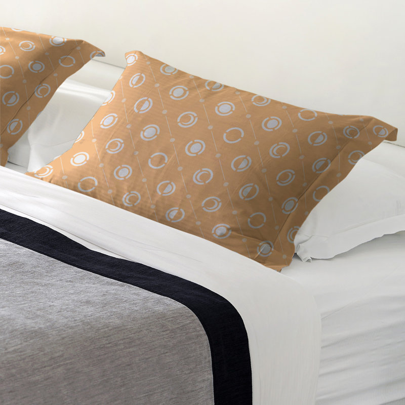 Taie décorative oreiller Classic Moon phases, Roi, Polyester, Orange/blanc