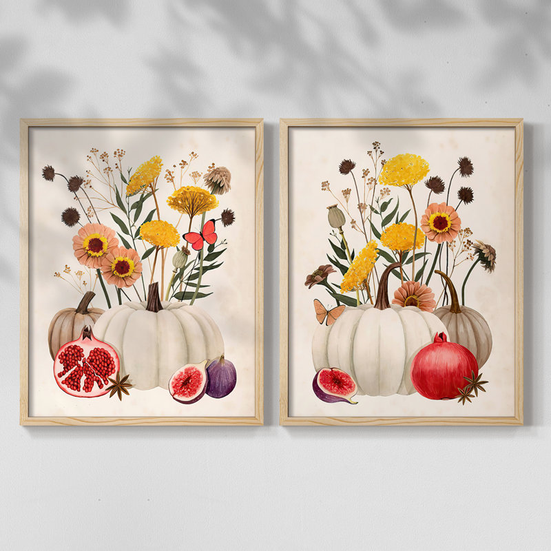 «Fall Botanicals I», reproduction encadrée de qualité supérieure - prête à être accrochée - aucun clou requis - aucun clou requis