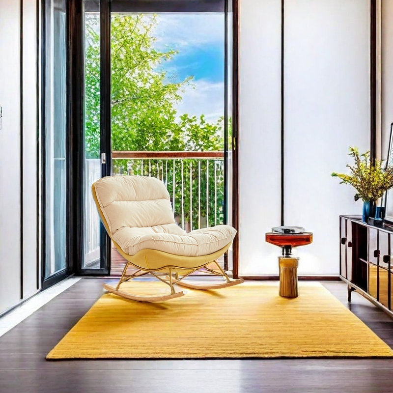 Chaise berçante élégante, confortable et décontractée, Jaune / Or