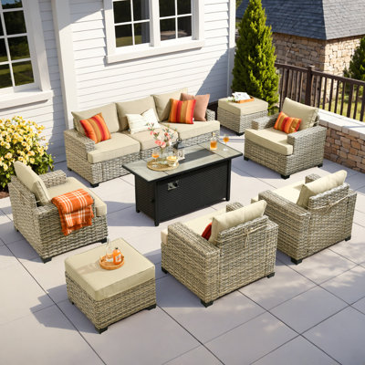 Harbin Wricker 7 - Person Outdoor Seating Group With Cushions