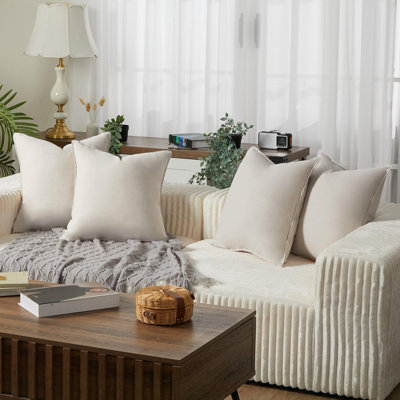 Ensemble de 4 housses de coussins décoratifs classiques en lin 18 x 18 pouces, bohèmes décoratifs de style campagnard naturel pour canapé, canapé, chambre à coucher, 4 kaki