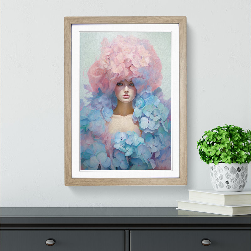 Hydrangea Conceptual No.2 - Framed Print, 64cm H x 46cm W x 2cm D, Oak Framed