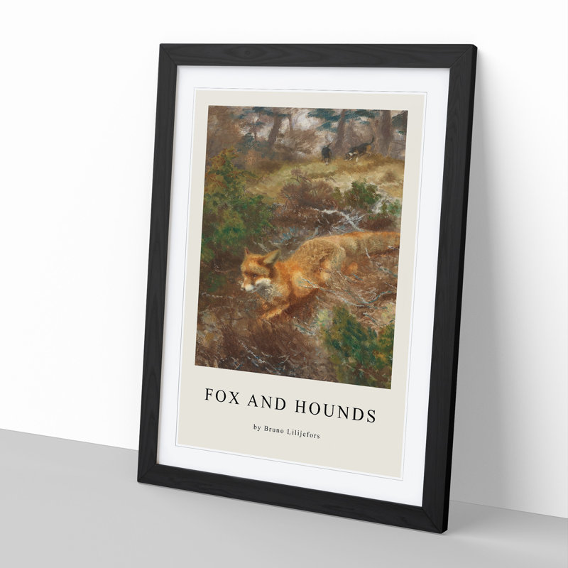 Fox and Hunting Dogs Vol.1 1 Piece Single Picture Frame Wall Art, 36cm H x 27cm W x 2cm D, Black Framed