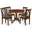 L'ensemble de mobilier de salle à manger 3 pièces comprend une table de cuisine ronde avec piédestal et 2 chaises de salle à manger rembourrées en tissu de lin, acajou-723470831-779668938-789984591