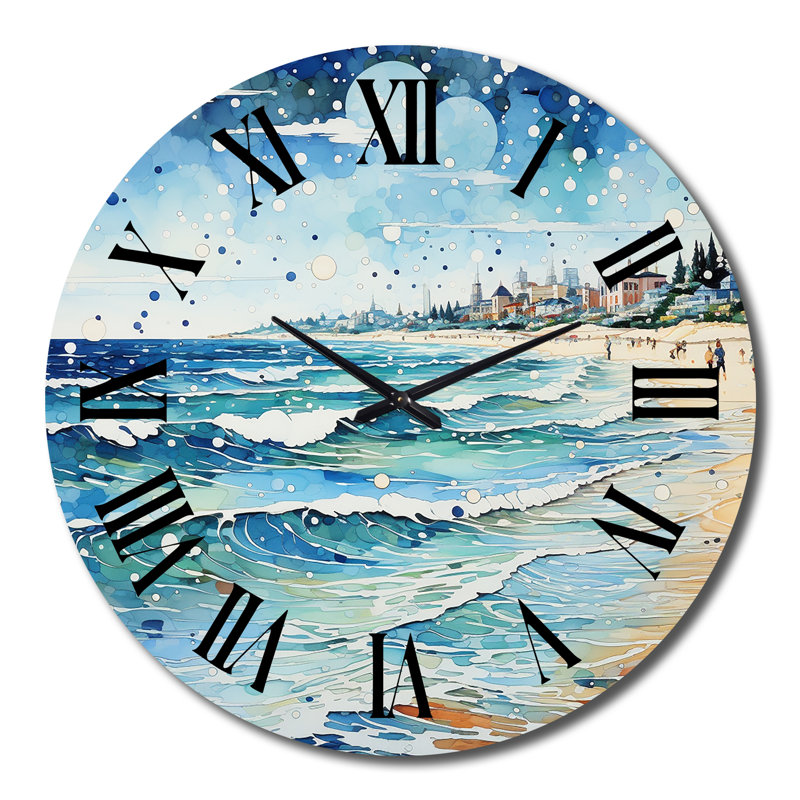 Photo de plage Sandy Serenade IV - Horloge murale nautique et de plage, Grand
