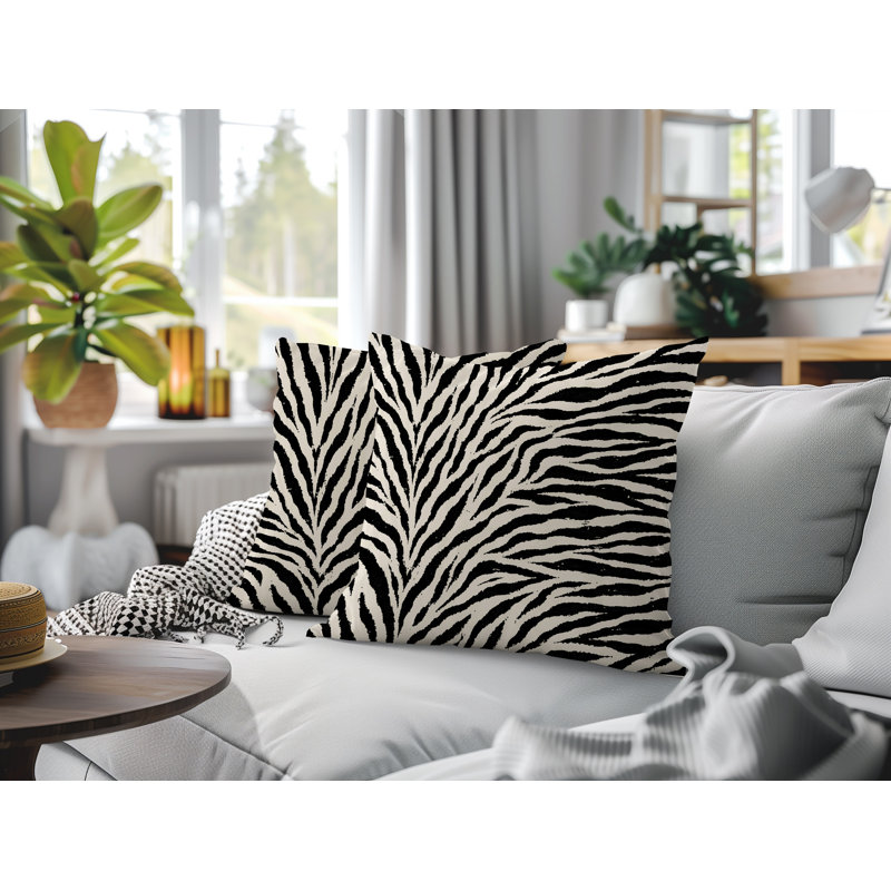 Oreiller réversible Jay Zebra, 16x16, Black
