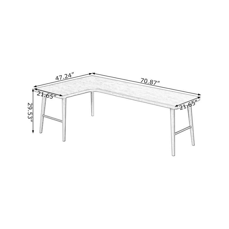 Bureau d'écriture rectangulaire en bois massif brun noisette, H 29,53 po x l 70,87 po x P 47,24 po, Retour à gauche