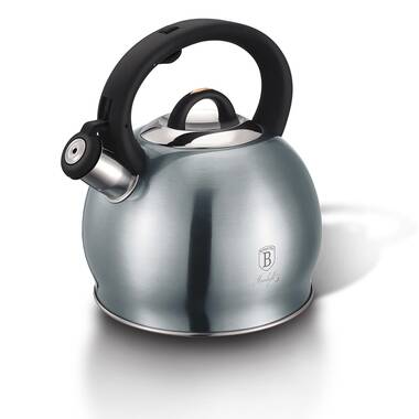 Farberware Teakettles Stainless Steel Egg-Shaped Whistling Tea Kettle, 2.3  Quart, Silver