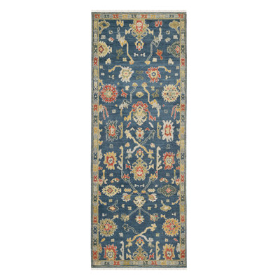 Hillard Persian Floral Handmade Knotted New Zealand Wool Area Rug 