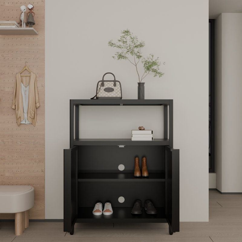 Large Capacity Bamboo Storage Cabinet, Black
