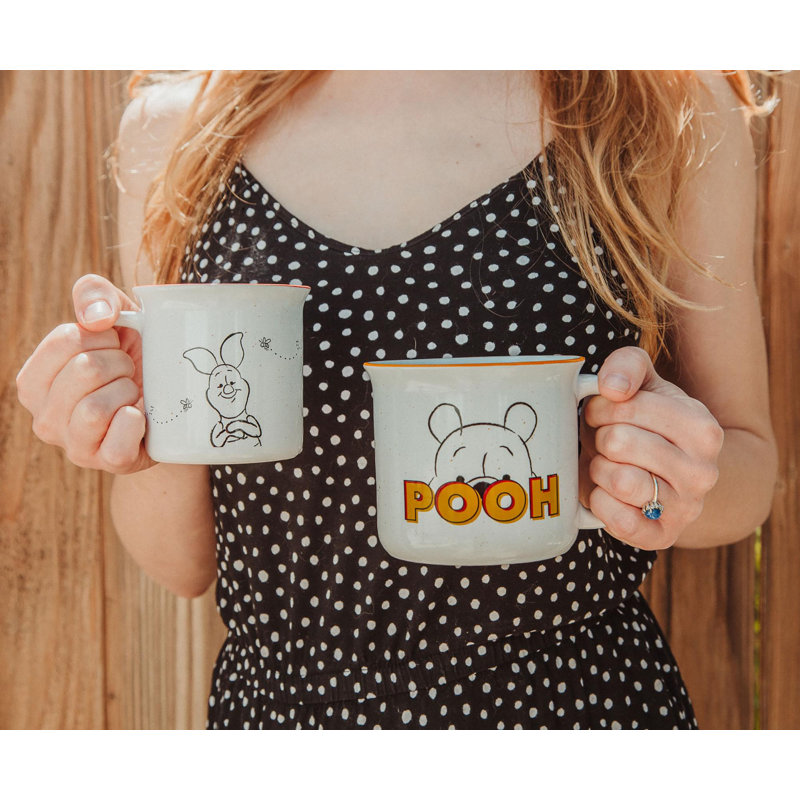 Tasses de camping en céramique Disney Winnie l'ourson et le porcelet | Ensemble de 2