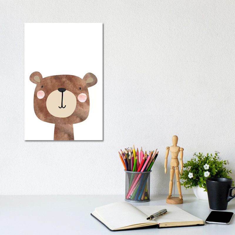 Bear Watercolour - Wrapped Canvas Print, 20.32 cm H x 30.48 cm W