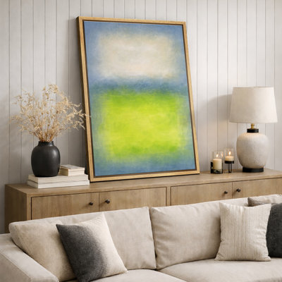 Modern Abstract Colour Field Artwork, Living Room Bedroom Pictures, Framed Canvas Giclee Print 2 Pieces Wall Art